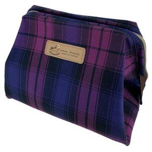 Waterproof Plaid Large Opening Makeup Cosmetic Bag